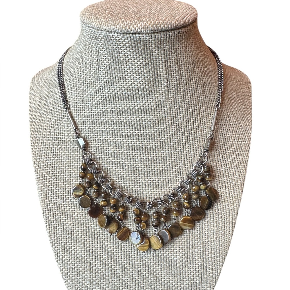 Earth Tone Beaded Fringe Necklace